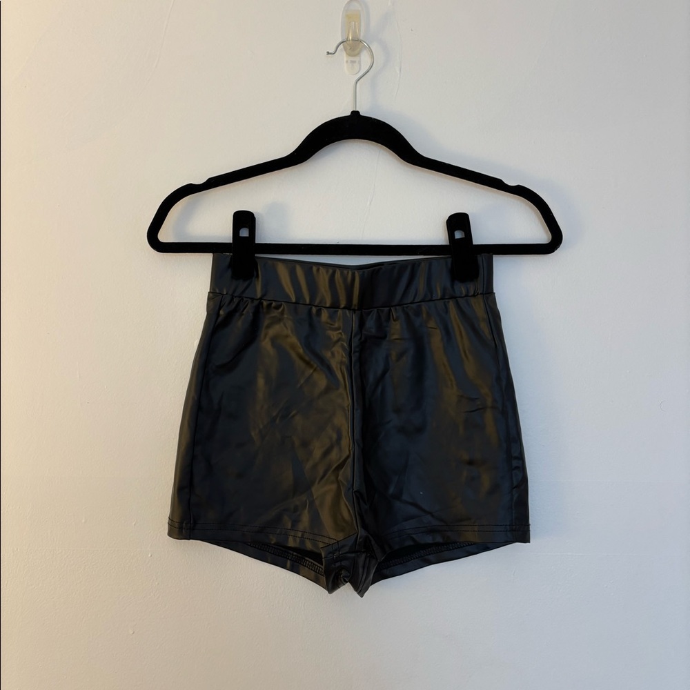 SHEIN Black Leather Shorts